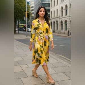 French Connection Long Shirt Dress Multicolor Abstract Print Size Small NWT